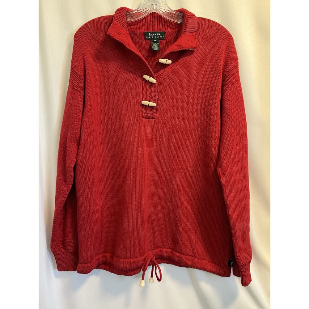 Lauren Ralph Lauren | Toggle Drawstring Cotton Red Heritage Sweater - Sz Medium